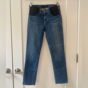 J Brand | Classic Blue Denim Maternity Jeans with Gold Button